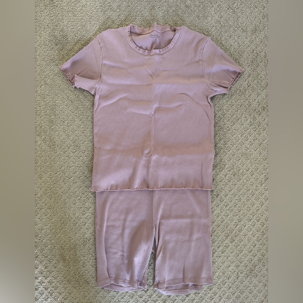Fin and Vince Ribbed Short Sleeve Top and Pants Set